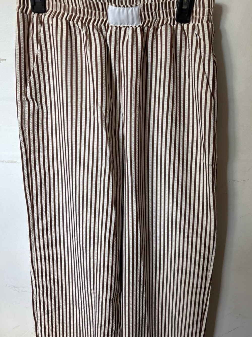 SHEIN Brown & White Vertical Stripe Straight Leg Pants